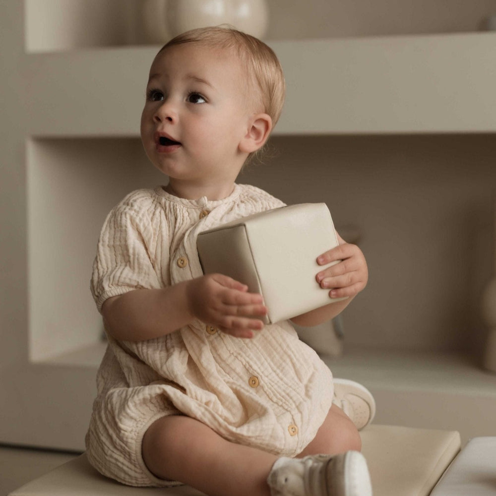 Mini stapelblokken zandkleur zachte speelblokken voor baby’s