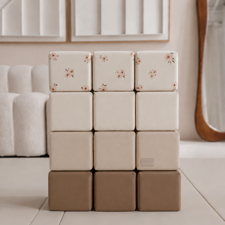 bouwblokken stapelblokken met een schattig bloemenprintje 12 stuks