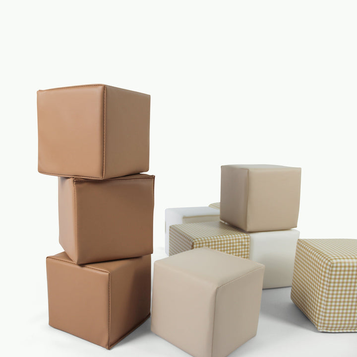 HENVAE SOFTPLAY FOAM STAPELBLOKKEN - STACKBLOCKS- SAND - BROWN - NUDE - BEIGE - CREME - ON EACH OTHER 2