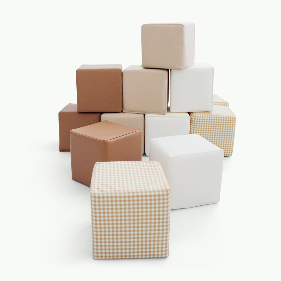 HENVAE SOFTPLAY FOAM STAPELBLOKKEN - STACKBLOCKS- SAND - BROWN - NUDE - BEIGE - CREME - 12 PIECES - IMPRESSION